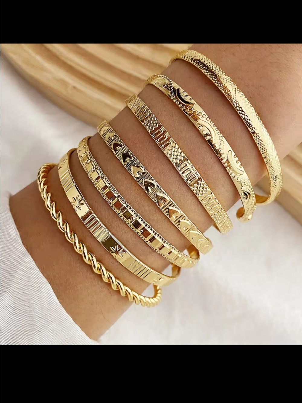 Gold Stacked Bangle Bracelet Set for Women